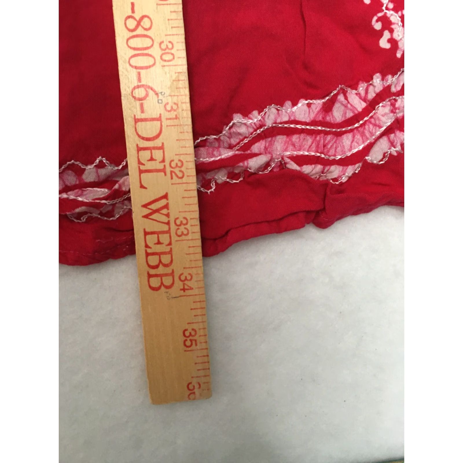 Vintage VINTAGE Sz Med MIDI Skirt Boho Floral Tie Dye Red Pink Rayon High Rise Elastic Waist Midi Women Regular M Skirt Womens Size 32" / US 10 / IT 46 - 5 Thumbnail