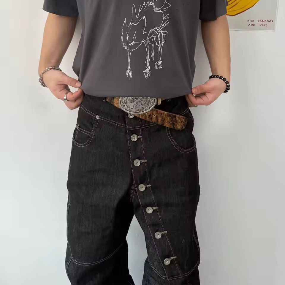 Jean Kawashima x Mie Black Baggy Washed Denim Jeans Size US 30 / EU 46 - 5 Thumbnail