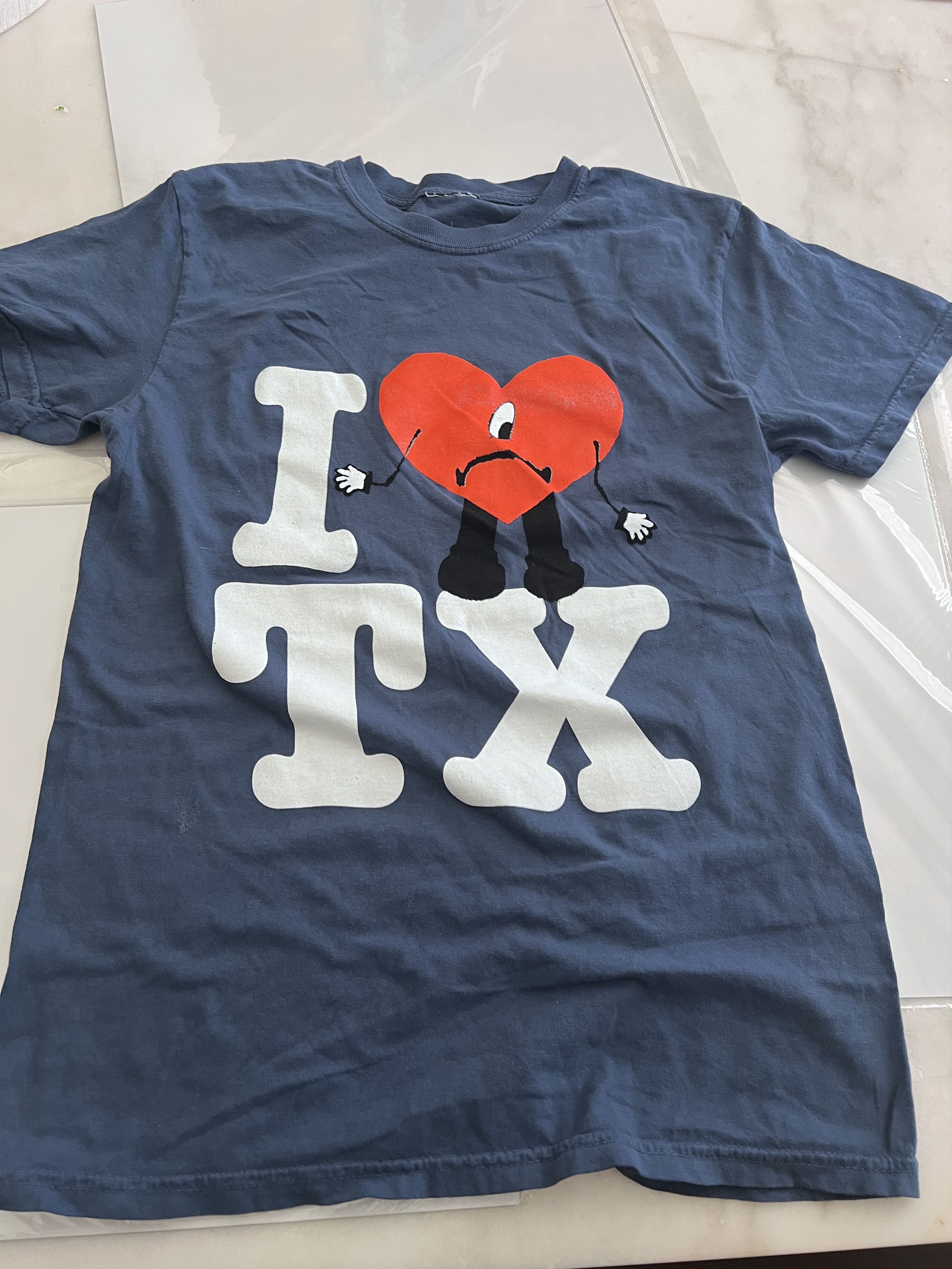 Band Tees Bad Bunny I Love Texas Tour T-shirt Blue NWOT Size Small Size S / US 4 / IT 40 - 1 Thumbnail