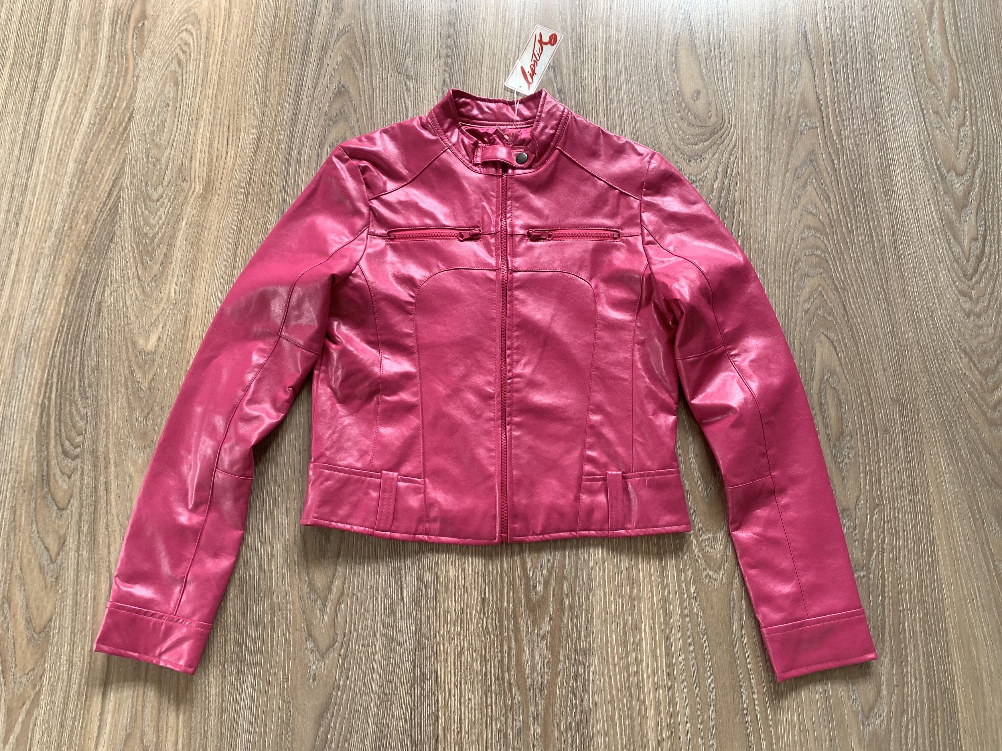 Other Lipstick Womens Pink Vegan Pleather Biker Jacket Size S / US 4 / IT 40 - 2 Thumbnail