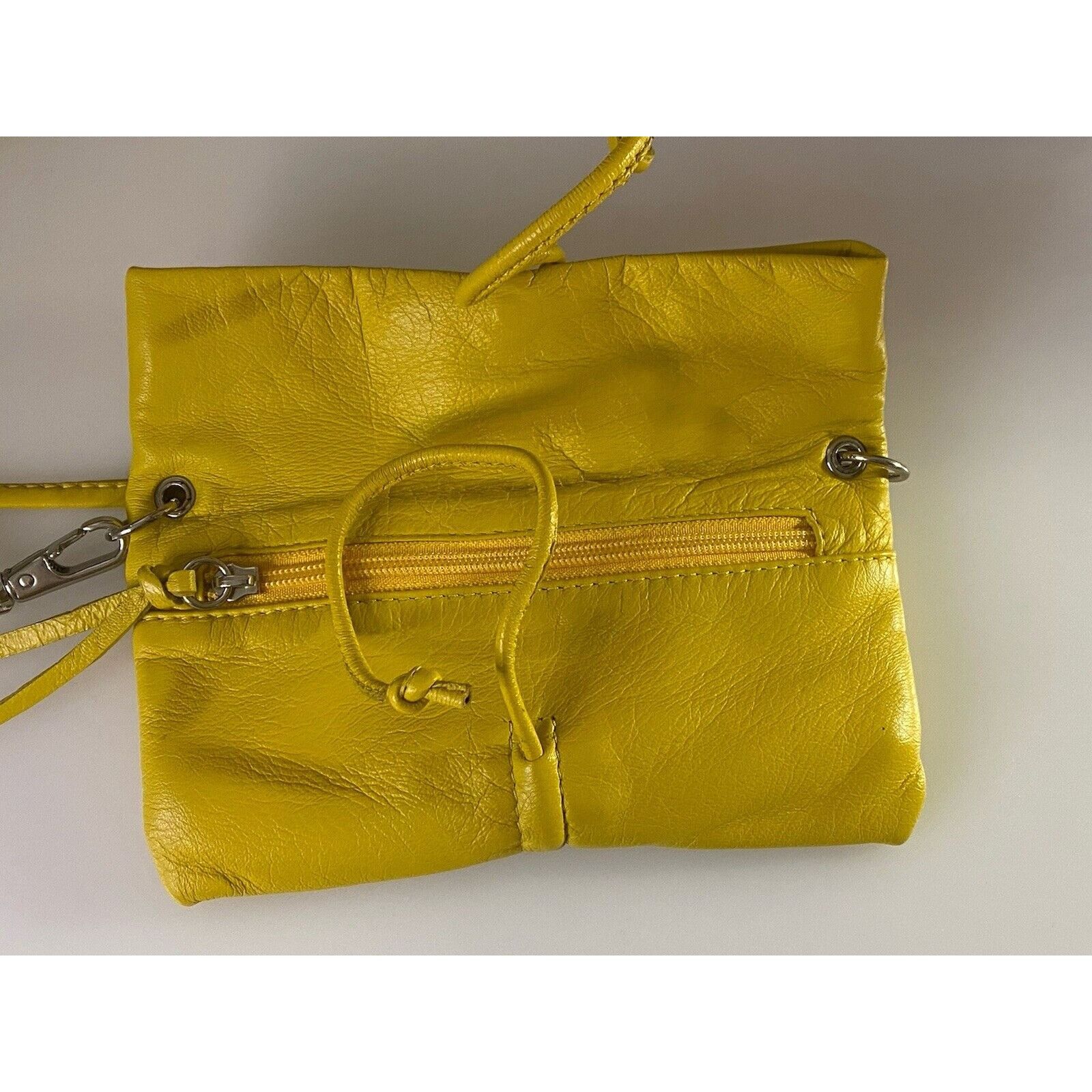 Vintage Arezzo Yellow Leather Small Crossbody Shoulder Bag Clutch Ad Size ONE SIZE - 16 Thumbnail