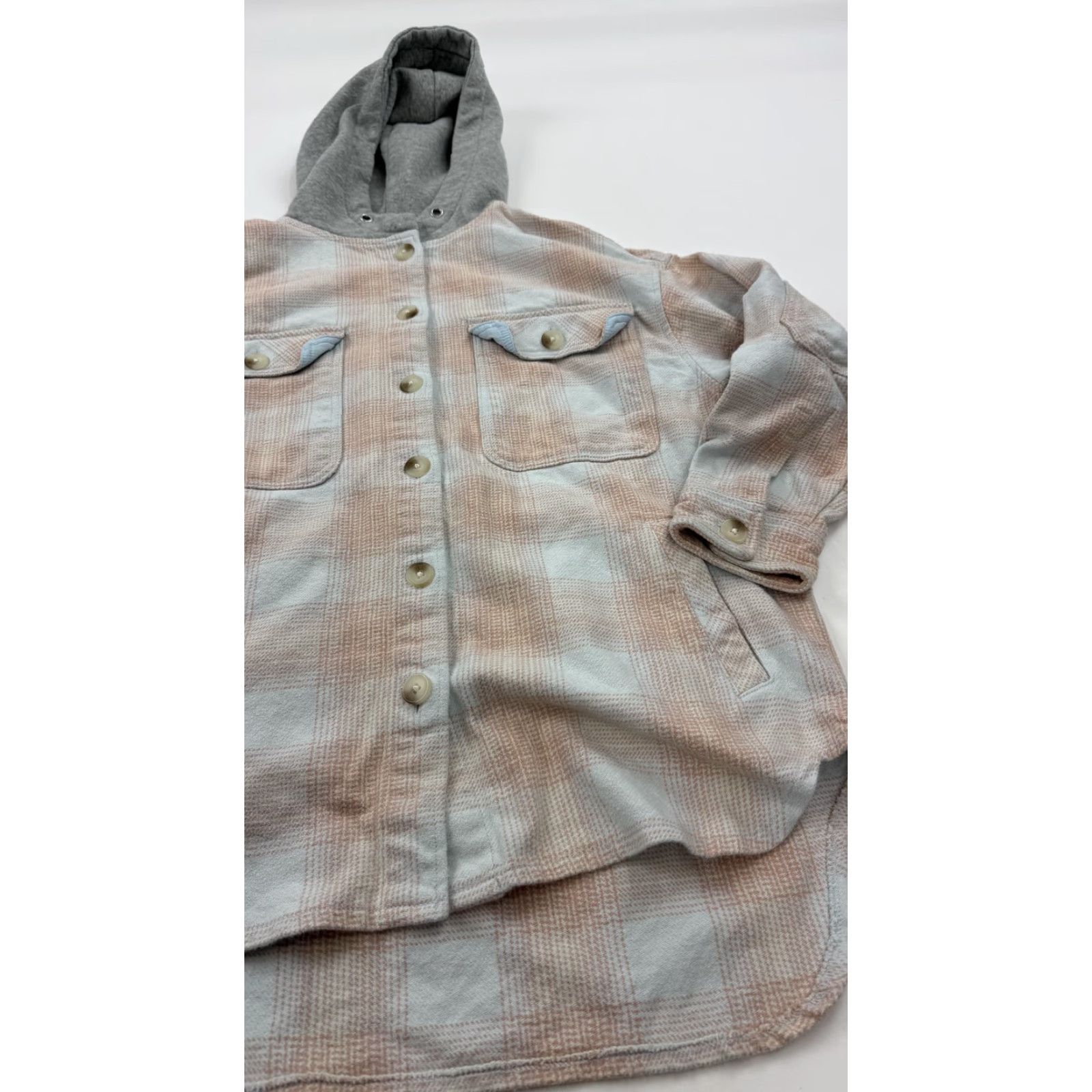 Bdg BDG Urban Outfitters Shirt Womens Small Pink Blue Plaid Hooded Flannel Size S / US 4 / IT 40 - 3 Thumbnail