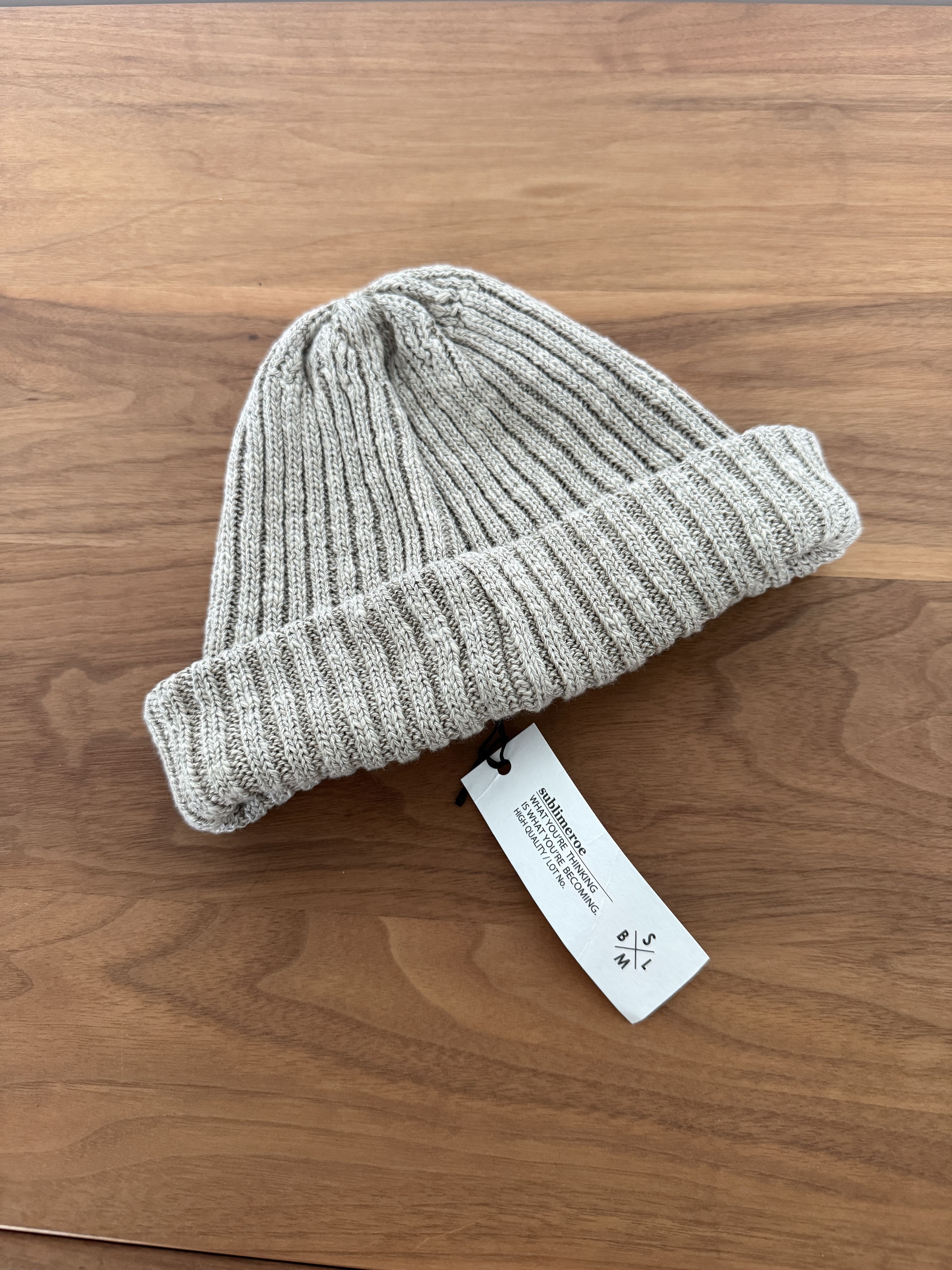 Japanese Brand Sublimeroe Made in Japan Ribbed Men’s Beige Beanie Hat Size ONE SIZE - 8 Thumbnail