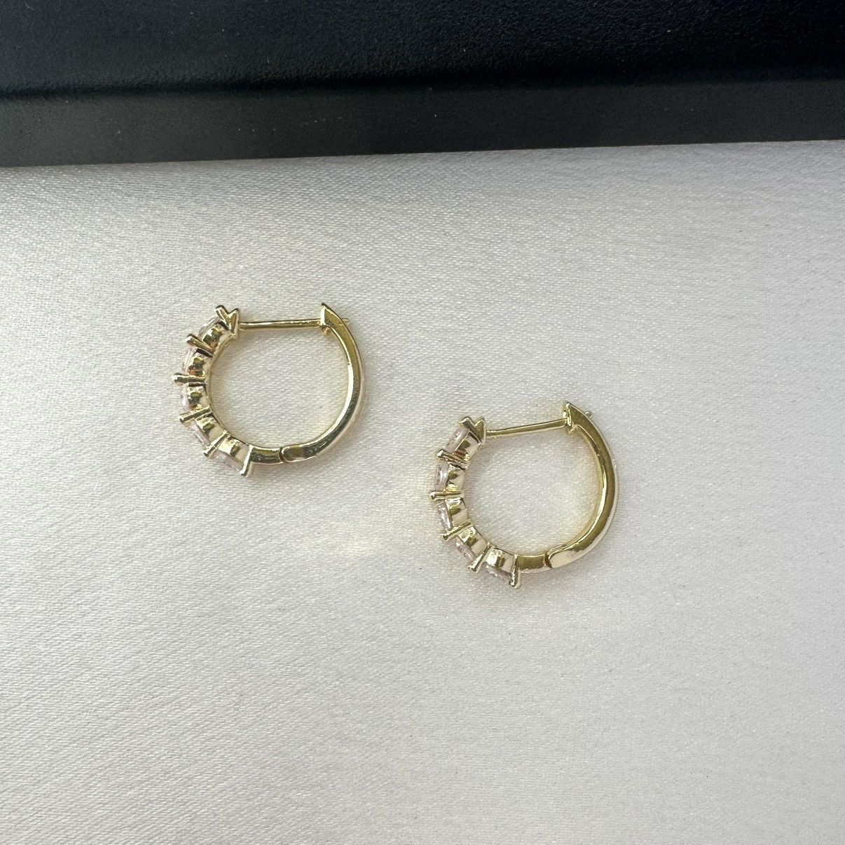 Designer CZ Cubic Zirconia Gold Hoop Earrings for Women Size ONE SIZE - 3 Thumbnail