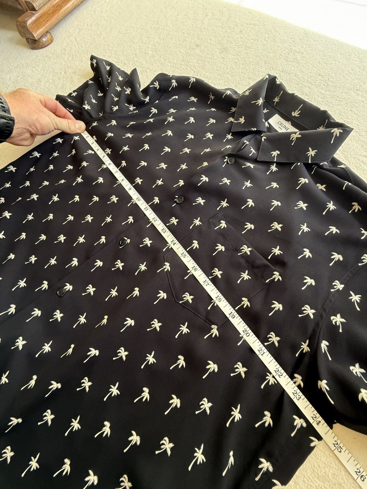 Celine SS24 $1.15k 🤑 Celine Hedi palm tree Hawaiian Black shirt Size US L / EU 52-54 / 3 - 4 Thumbnail