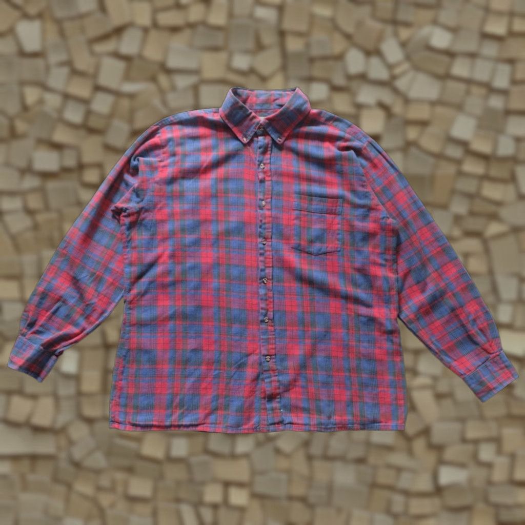 Arrow VINTAGE Arrow BUTTON-DOWN Shirt Men XL Flannel Red Hong Kong Made 80s 90s Casual Size US XL / EU 56 / 4 - 1 Thumbnail