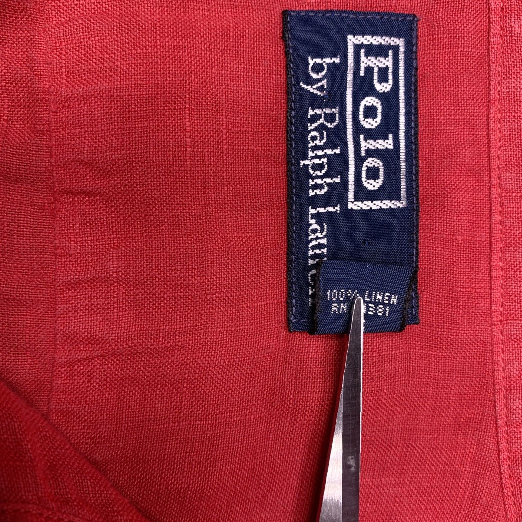 Polo Ralph Lauren VINTAGE Polo Ralph Lauren Shirt Adult XL Red Linen Button-Up Long Sleeve Casual Workwear 1960s 90s Mens Size US XL / EU 56 / 4 - 6 Thumbnail