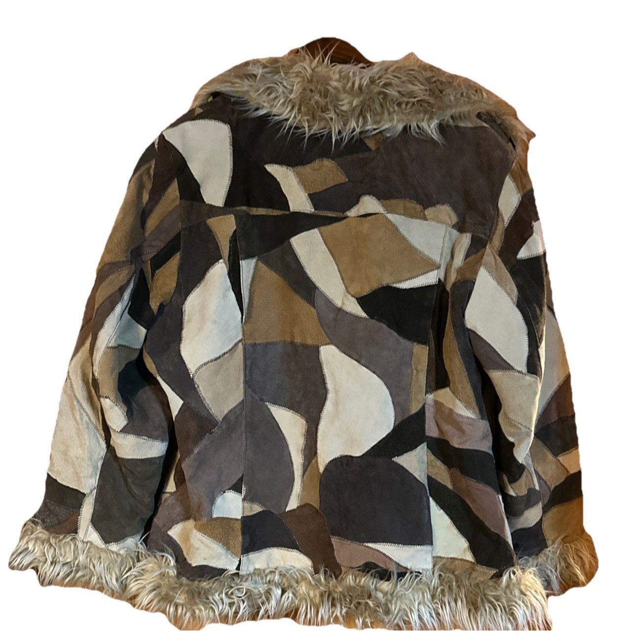 Other Outbrook Women's Leather Faux Fur Patchwork Brown 2X Jacket Size XXL / US 16-18 / IT 52-54 - 2 Thumbnail