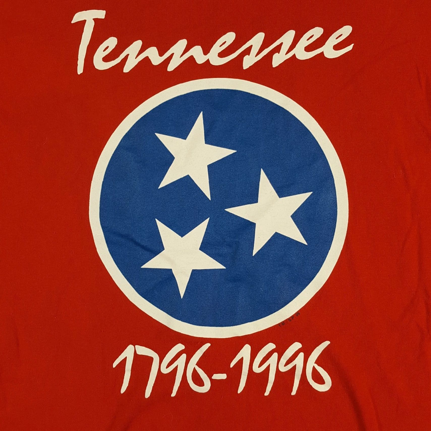 Delta VINTAGE Tennessee 300 Year Anniversary Men's L T Shirt TN Delta Red Cotton 90s 00s USA Embroidered Logo Crew Neck Short Sleeve State Size US L / EU 52-54 / 3 - 3 Thumbnail