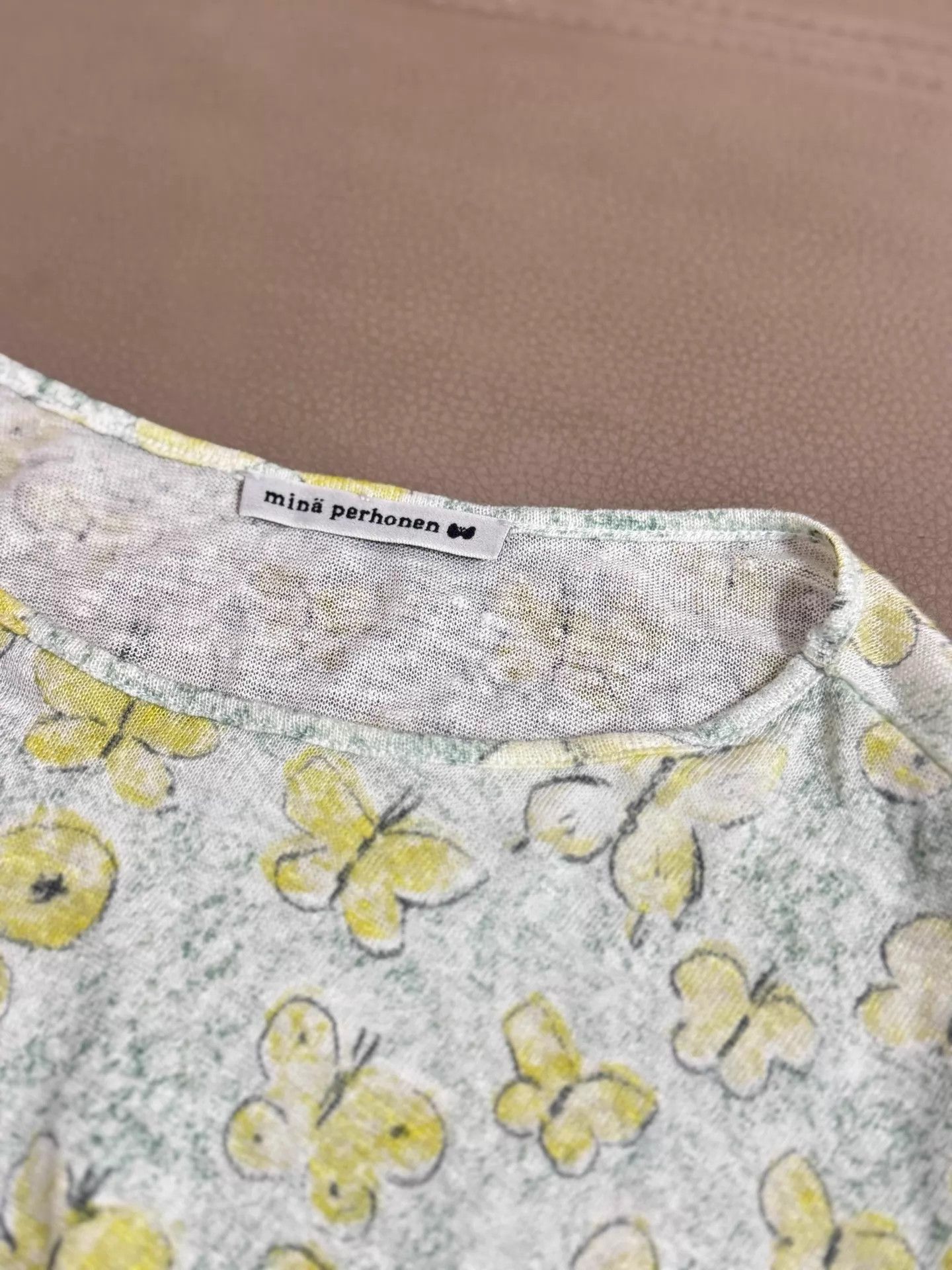 mina perhonen Mina Perhonen Classic Yellow Butterfly Print Linen Top 38 Size XS / US 0-2 / IT 36-38 - 3 Thumbnail