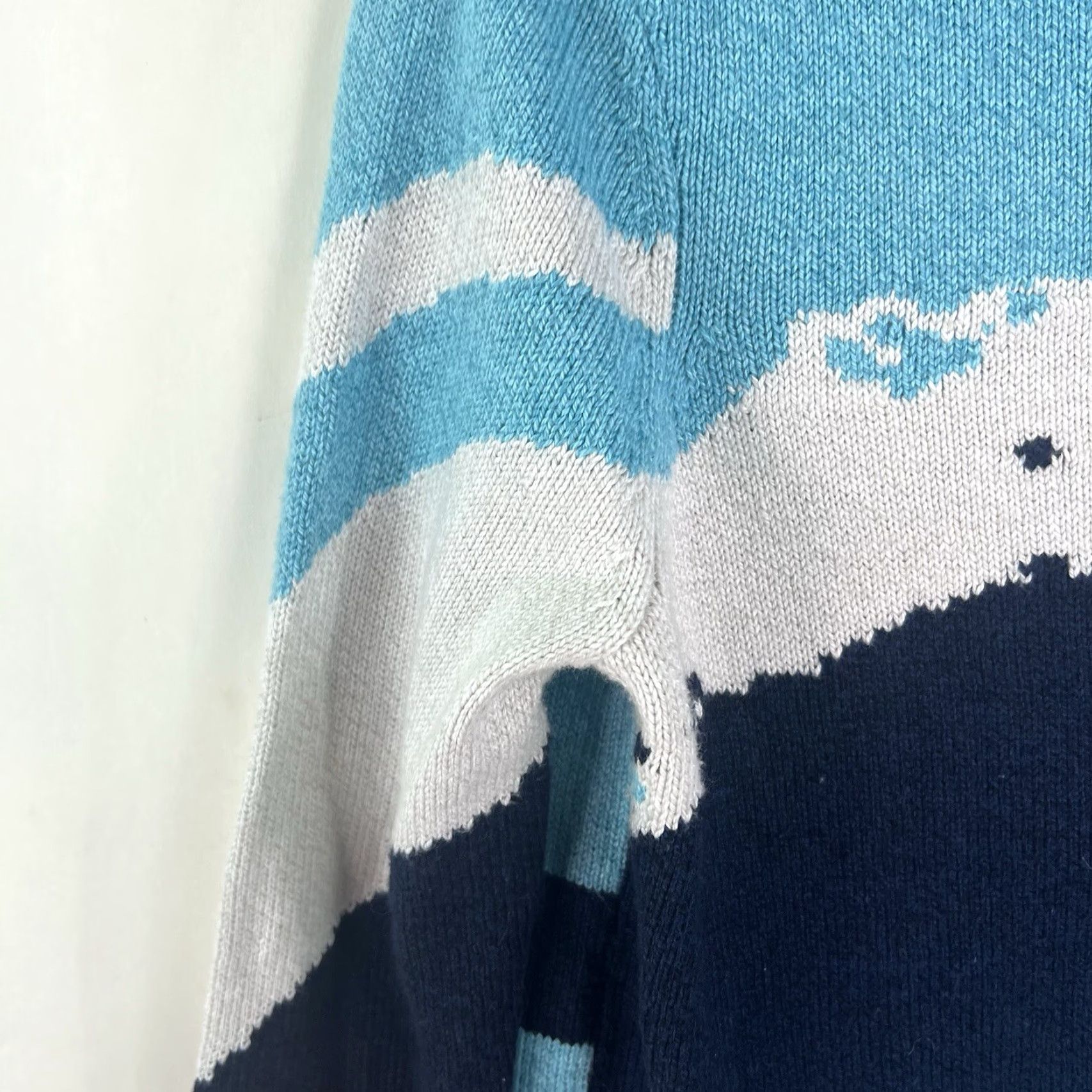NIC+ZOE Nic + Zoe Sky Scene Art Sweater Womens M Blue Geometric Knit Pullover Round Neck All Seasons Size M / US 6-8 / IT 42-44 - 4 Thumbnail