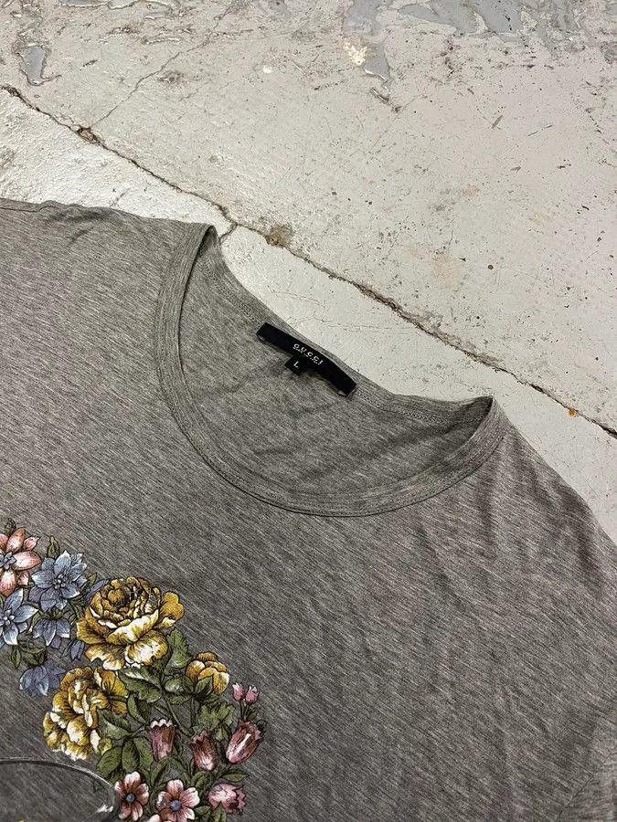 Gucci 2010s Gucci Flowers Grey T-Shirt Size US M / EU 48-50 / 2 - 4 Thumbnail