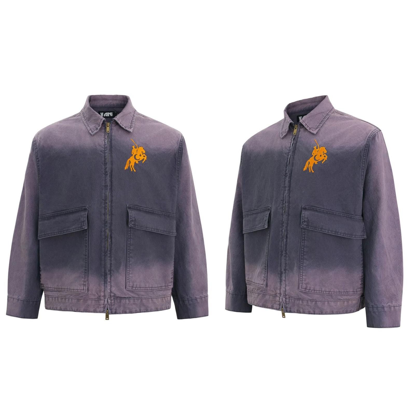 Japanese Brand Vintage y2k Purple Washed Cotton Work Zip-Up Jacket Size US M / EU 48-50 / 2 - 5 Thumbnail