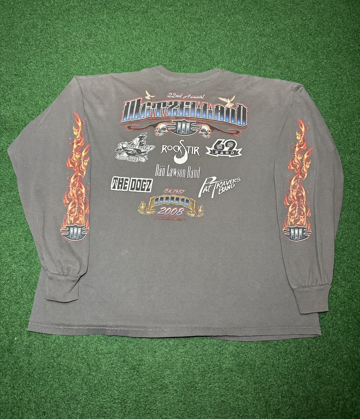 Vintage Biker Flame Long Sleeve Y2K Motorcycle XL Boxy 26x30 T Shirt Size US XL / EU 56 / 4 - 3 Thumbnail