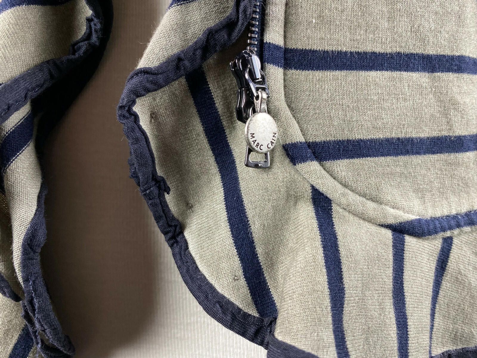 Designer Marc Cain Beige Stripe Designed Zip Wrap Cardigan Sweater Size M / US 6-8 / IT 42-44 - 4 Thumbnail
