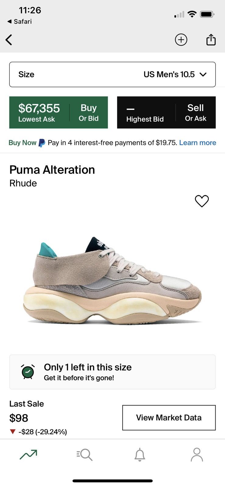 Puma × Rhude Rhude x Puma Alteration Chinchilla 10.5 Size US 10.5 / EU 43-44 - 20 Thumbnail