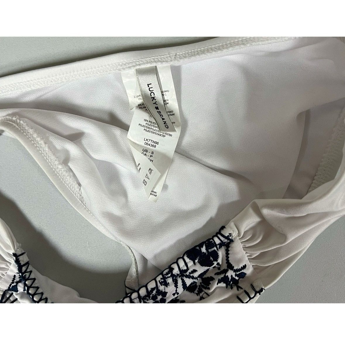 Lucky Brand White Navy Blue Floral Bikini Bottoms Size S 🤍✨