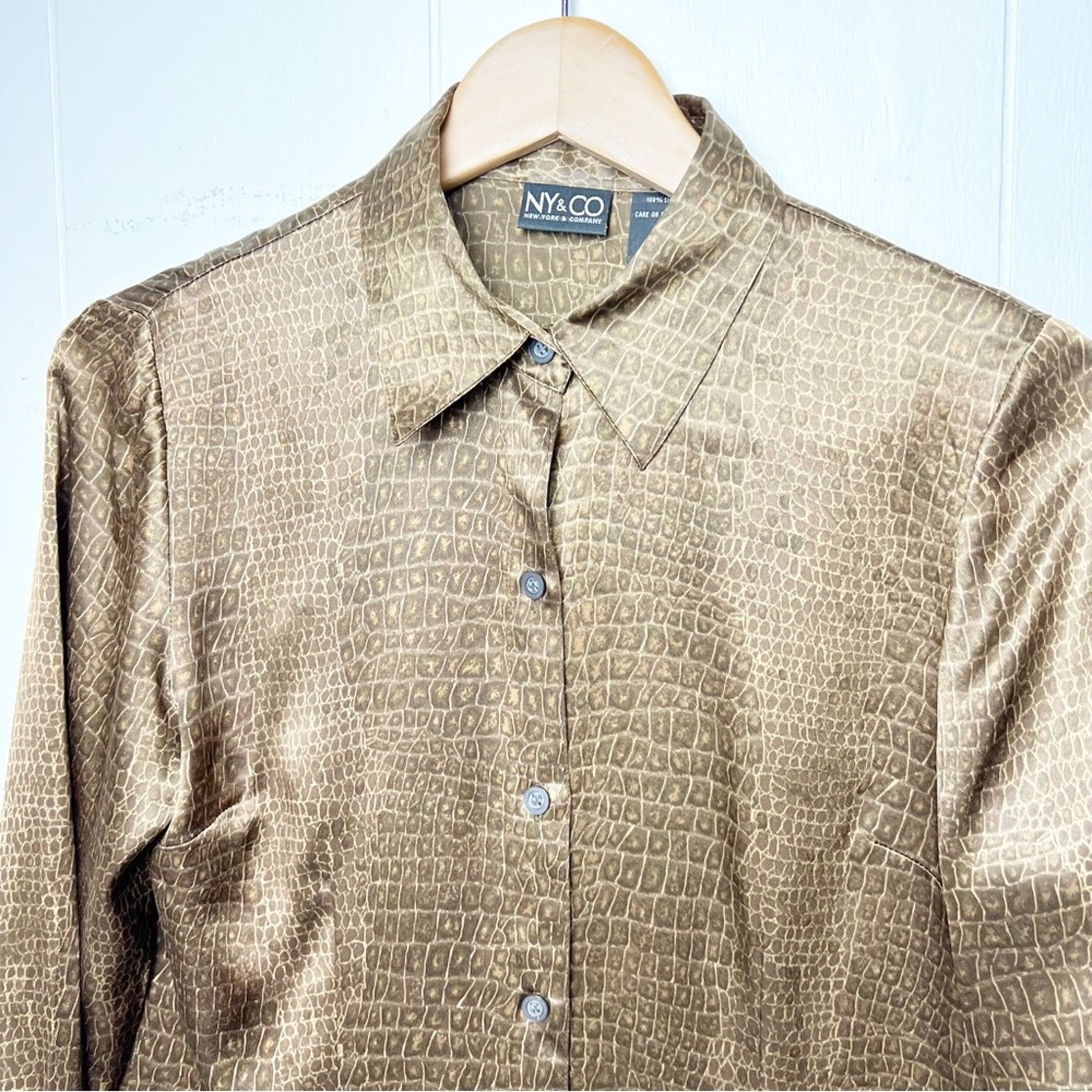 Vintage Silk Brown Giraffe Print Cuff Sleeve Blouse Womens Small Size S / US 4 / IT 40 - 6 Thumbnail