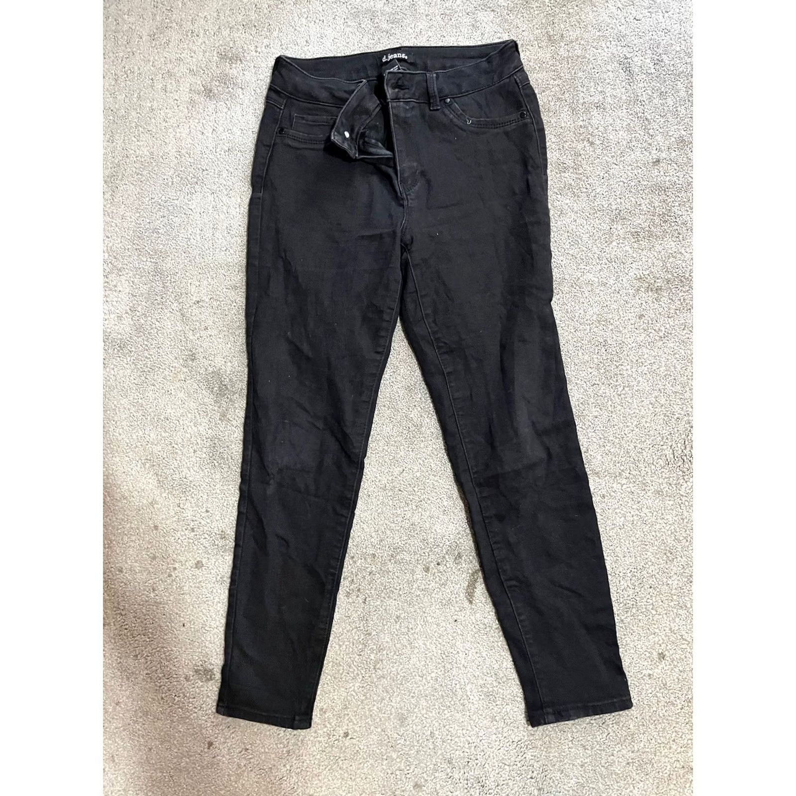 Vintage Womens D.Jeans Skinny Jeans 6 Mid Rise Stretch Black Cotton Blend Solid Denim Pocket Zipper Belt Loops Womens Adult Regular 5-Pocket Design Size 28" / US 6 / IT 42 - 2 Thumbnail