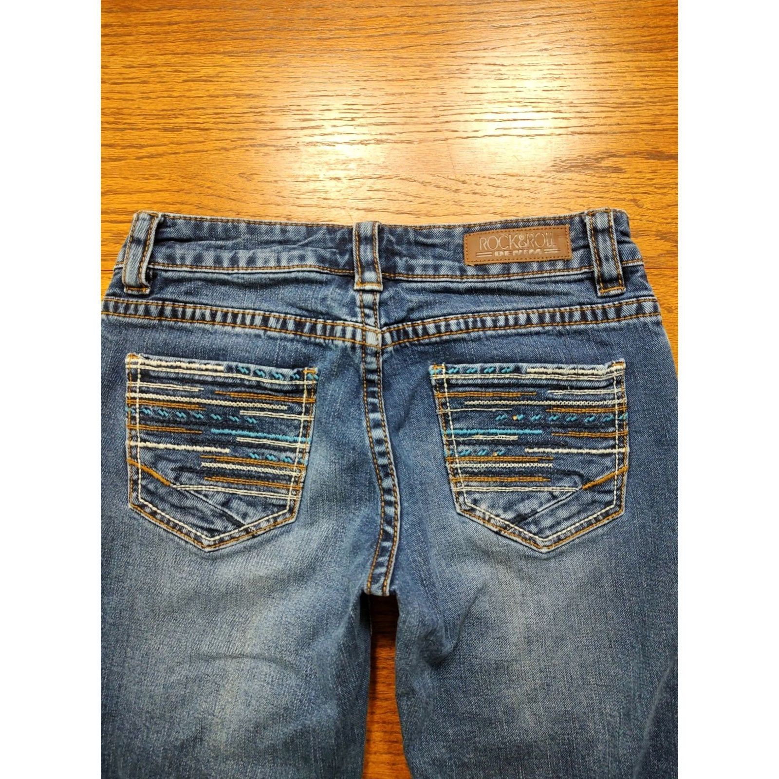 Denime VINTAGE Rock & Roll Denim Jeans Women 26 X 28 Inseam Bootcut Thick Stitch Cowboy Western Rock & Roll Denim Girls Size 26" / US 2 / IT 38 - 3 Thumbnail