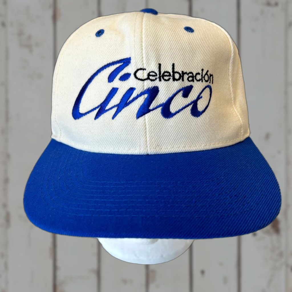Vintage VINTAGE Cap Boy Twill Snapback Hat One Size Blue Beige 90s Classic Countries Casual Unisex Adults Adjustable Wool Polyester Hat Size ONE SIZE - 1 Thumbnail