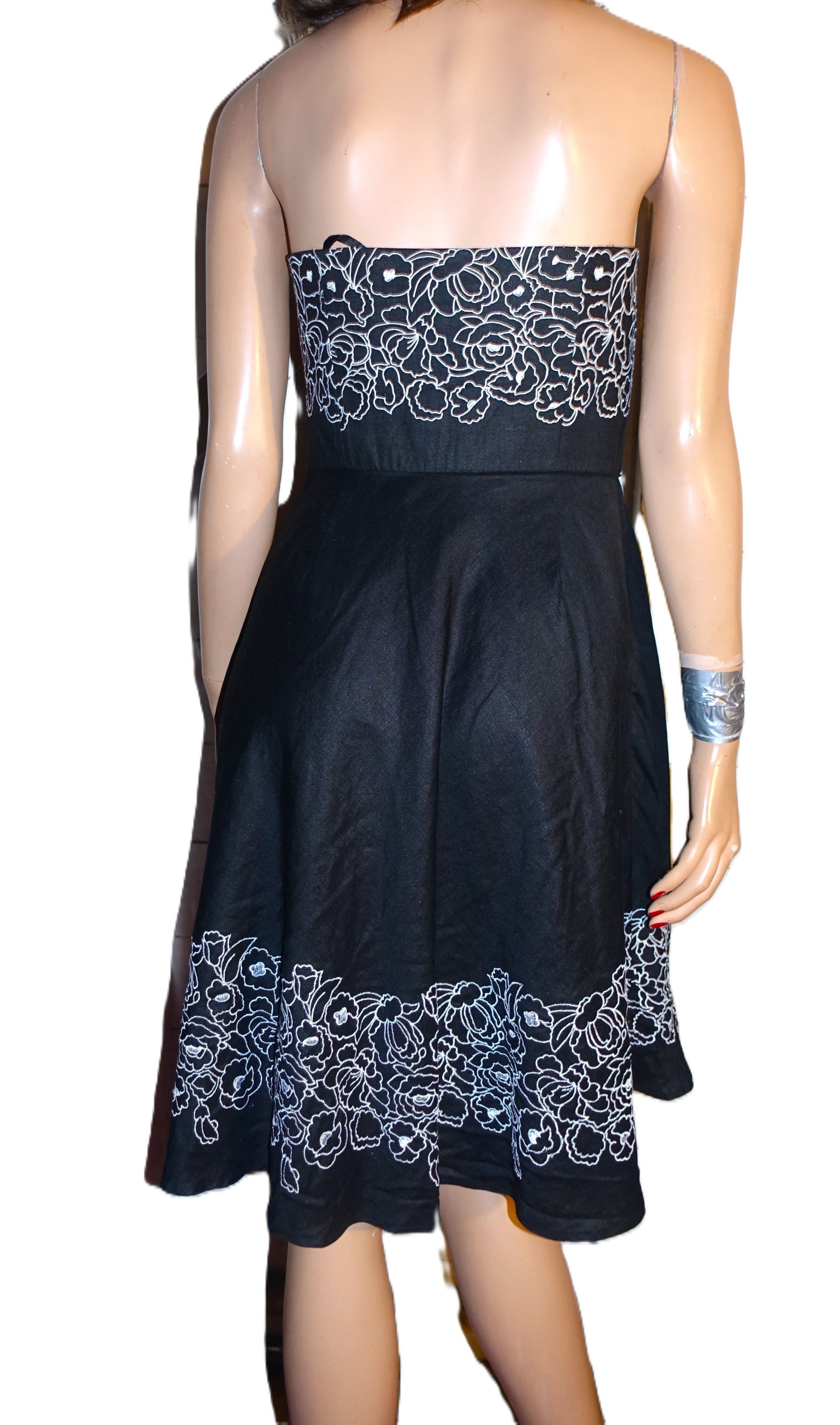 Loft Ann Taylor Loft Petites Black White Strapless Dress 6P Size M / US 6-8 / IT 42-44 - 5 Thumbnail