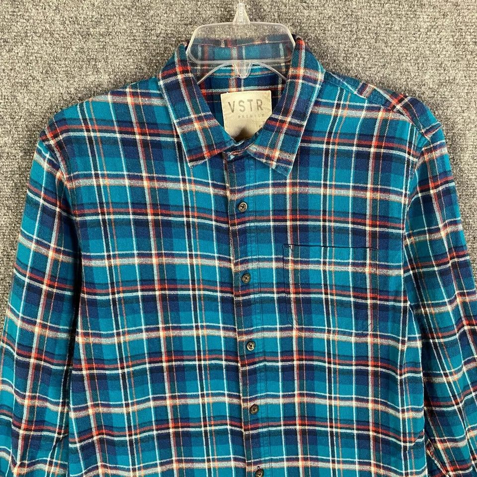 VSTR VSTR Flannel Men's Small Plaid Blue Cotton Button Up S Size US S / EU 44-46 / 1 - 2 Thumbnail