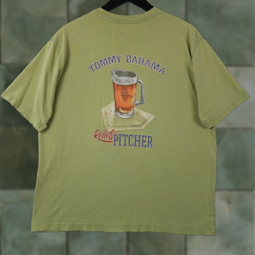 Tommy Bahama Tommy Bahama Shirt Mens M Green Relief Pitcher Beer Baseball Tee Grunge Shirt Vintage No N/A Size US M / EU 48-50 / 2 - 1 Thumbnail