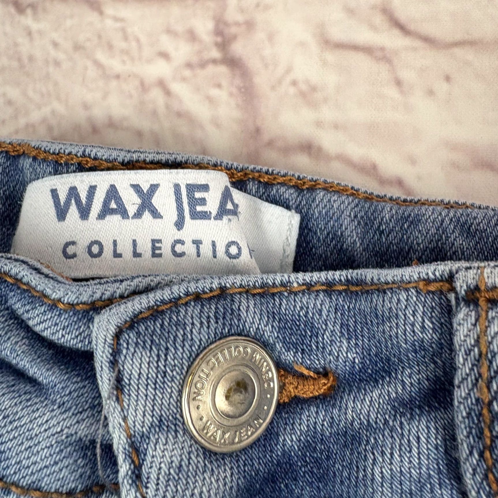 Denime Wax Jean Shorts Womens Small Blue Distressed Denim Cutoff Fringe Raw Hem Size 28" / US 6 / IT 42 - 4 Thumbnail