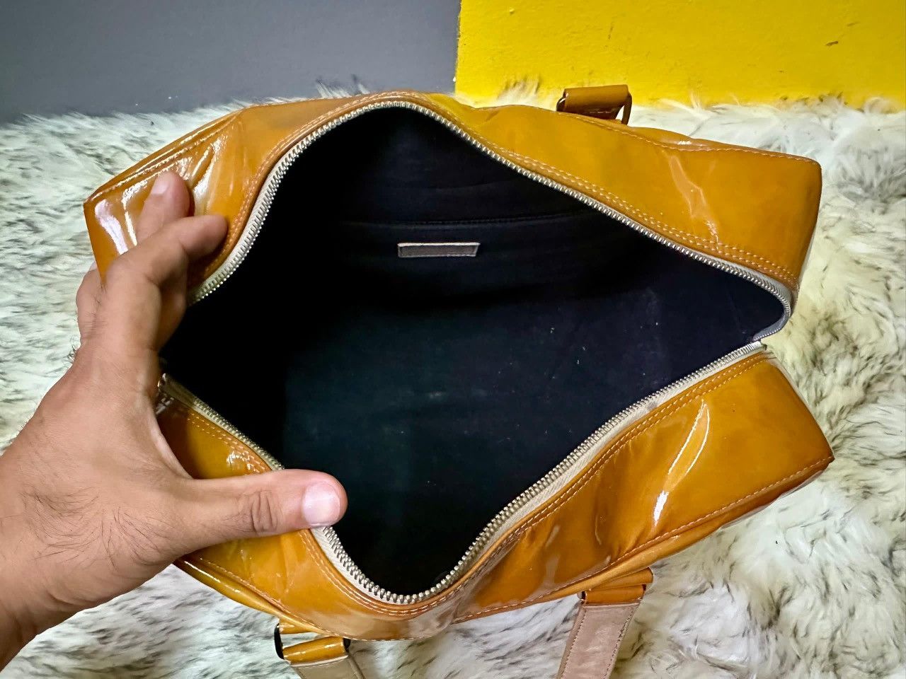 Chanel Authentic Chanel Coco Mark Chocolate Bar Patent Bowler Size ONE SIZE - 7 Thumbnail