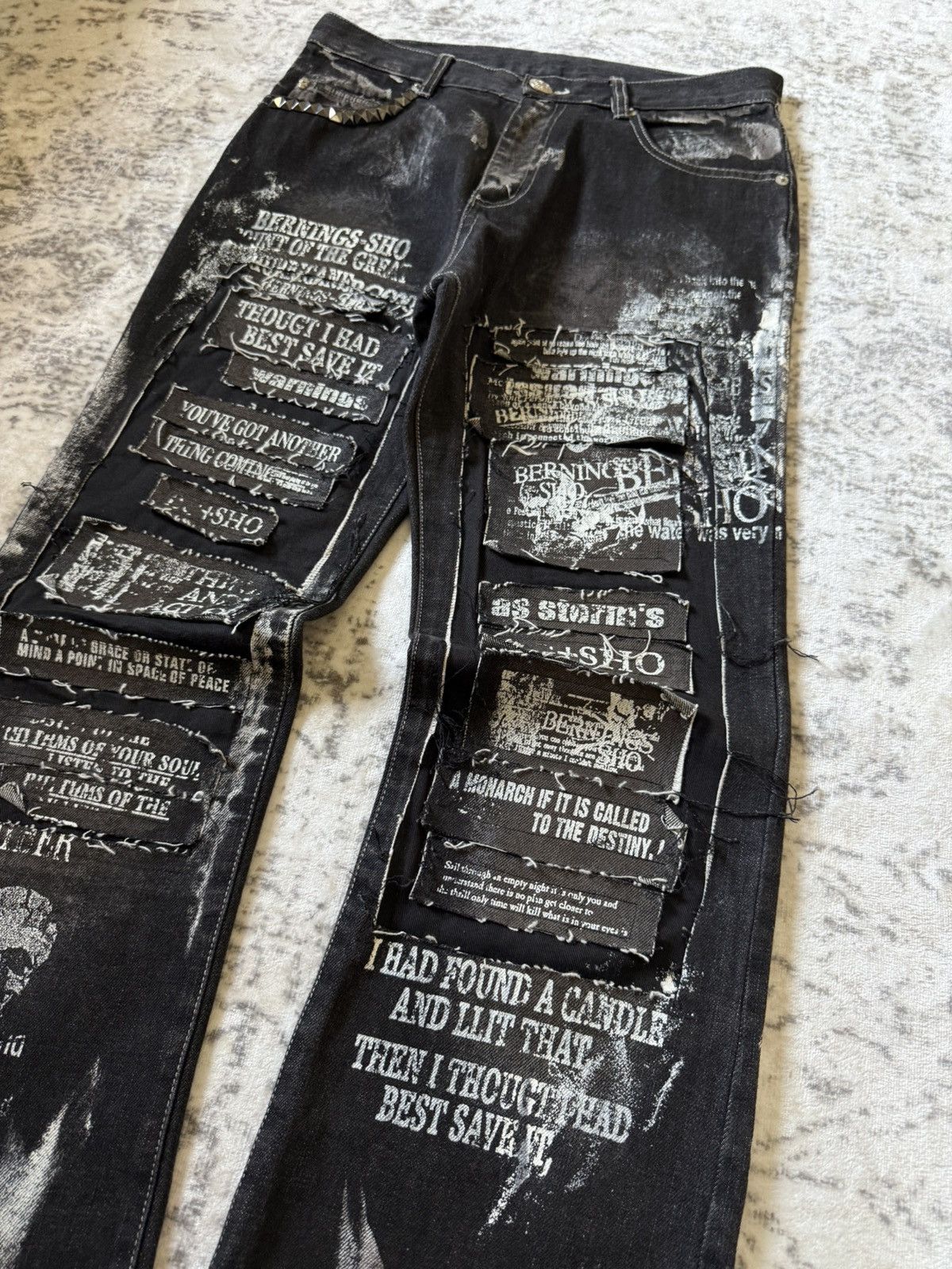 Japanese Brand Rare Bernings Sho Poems Riot Studded Flared Jeans Japan Size US 30 / EU 46 - 4 Thumbnail