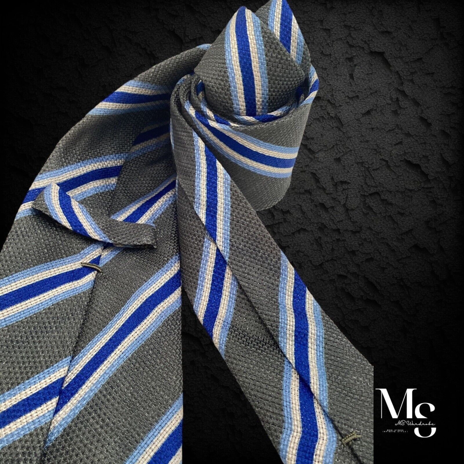 Kiton KITON NAPOLI 7Fold Green With Blue Stripe Silk Blend Tie Size ONE SIZE - 3 Thumbnail