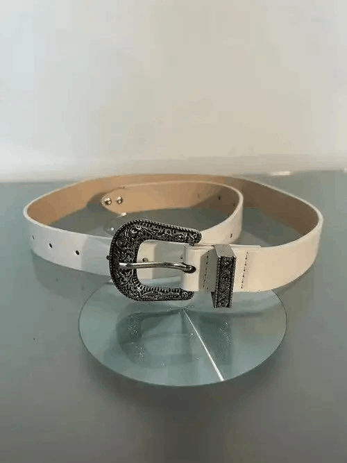 Japanese Brand Y2K Buckle Belt (white) Size 32 - 4 Thumbnail