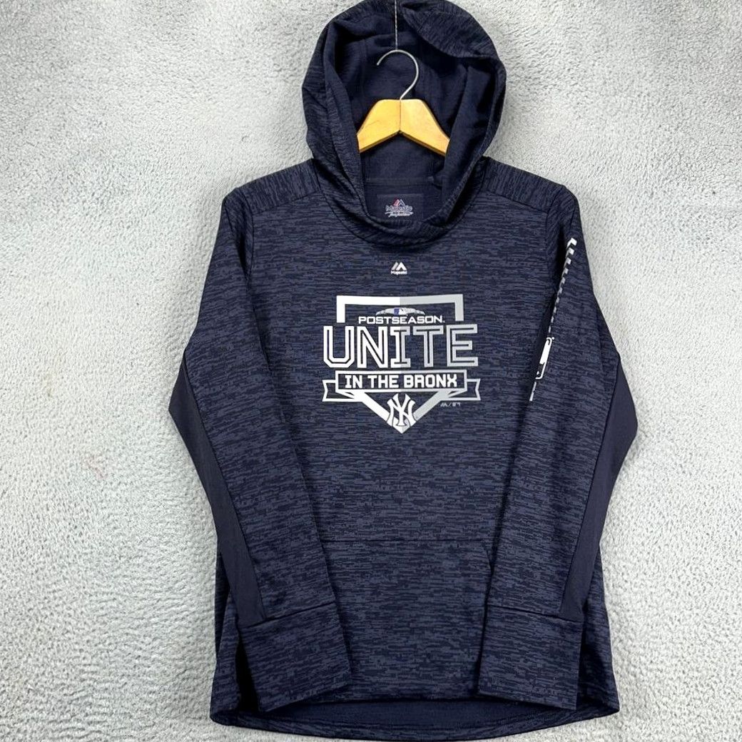 Vintage Majestic New York Yankees Hoodie Sweatshirt Womens Large Navy Pullover Logo Active Wear Ladies Mens/Mens? Size L / US 10 / IT 46 - 4 Thumbnail