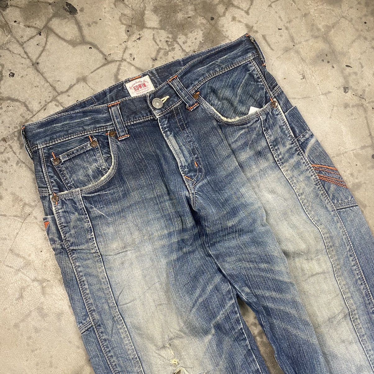 Edwin × Vintage Edwin XV Distressed Rugged Denim Jeans Size US 35 - 2 Thumbnail