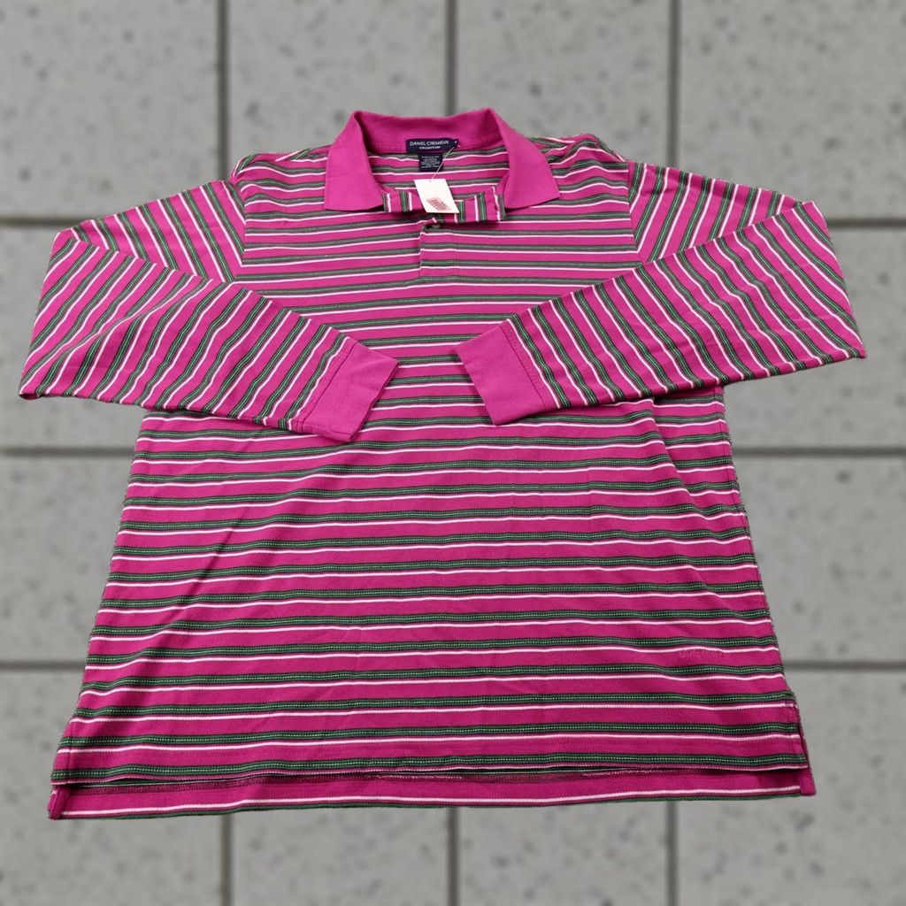 Cremieux Daniel Cremieux Polo Shirt Mens L Pink Stripe Long Sleeve Slim Fit 100% Cotton Size US L / EU 52-54 / 3 - 1 Thumbnail