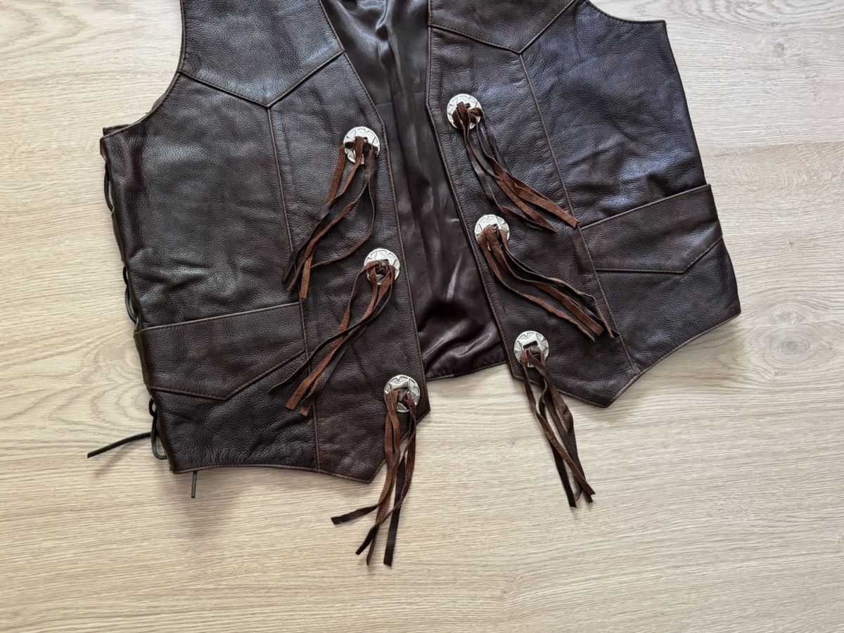 Genuine Leather Vintage 00’s Genuine Leather Brown Cowboy Western Vest Size US L / EU 52-54 / 3 - 3 Thumbnail