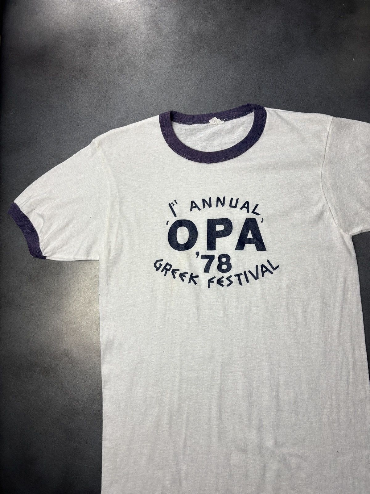 Vintage Vintage Greek Festival OPA! Tee 1970s Ringer Tee Thin Thrash Size US S / EU 44-46 / 1 - 3 Thumbnail