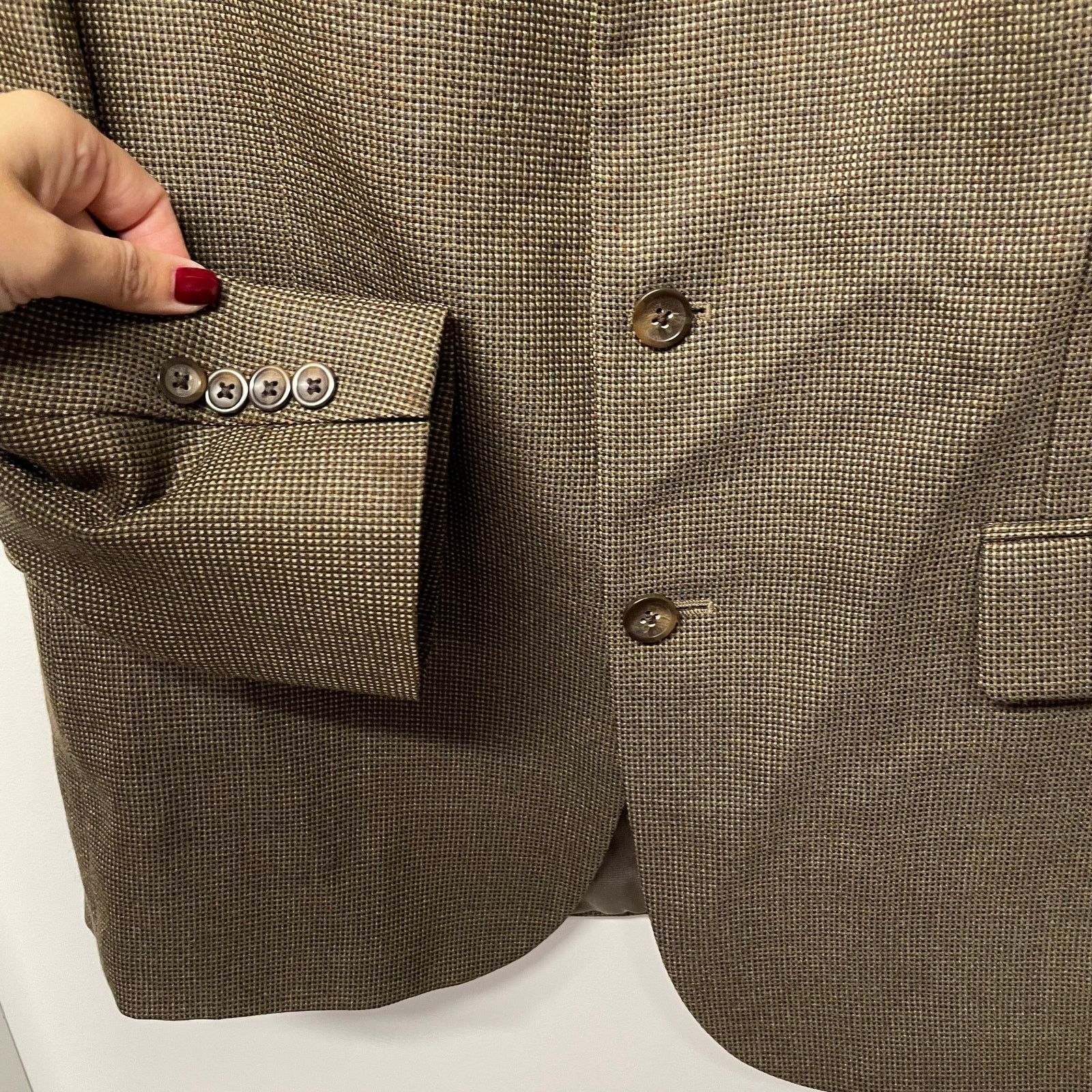Oscar De La Renta Oscar de la Renta Brown Tweed Suit Jacket Blazer 42R Wool Size 42R - 3 Thumbnail