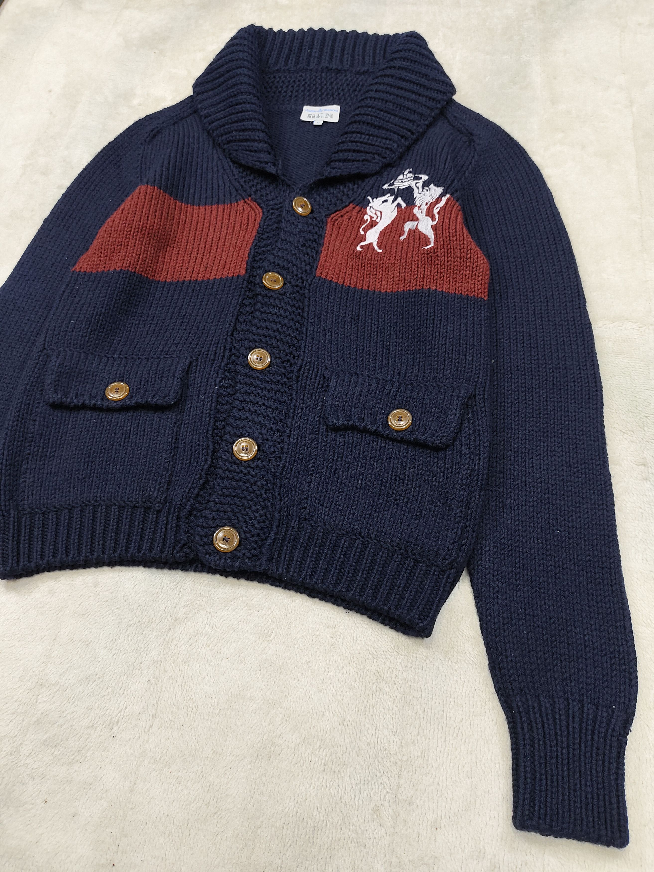 Vivienne Westwood V. W Man- Orb Logo Heavy Wool Shawl Collar Knit Cardigan Size US M / EU 48-50 / 2 - 2 Thumbnail