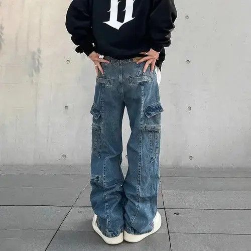 Japanese Brand × Jean Y2k Baggy Cargo Pants Denim Baggy Jeans Trousers Size US 30 / EU 46 - 3 Thumbnail