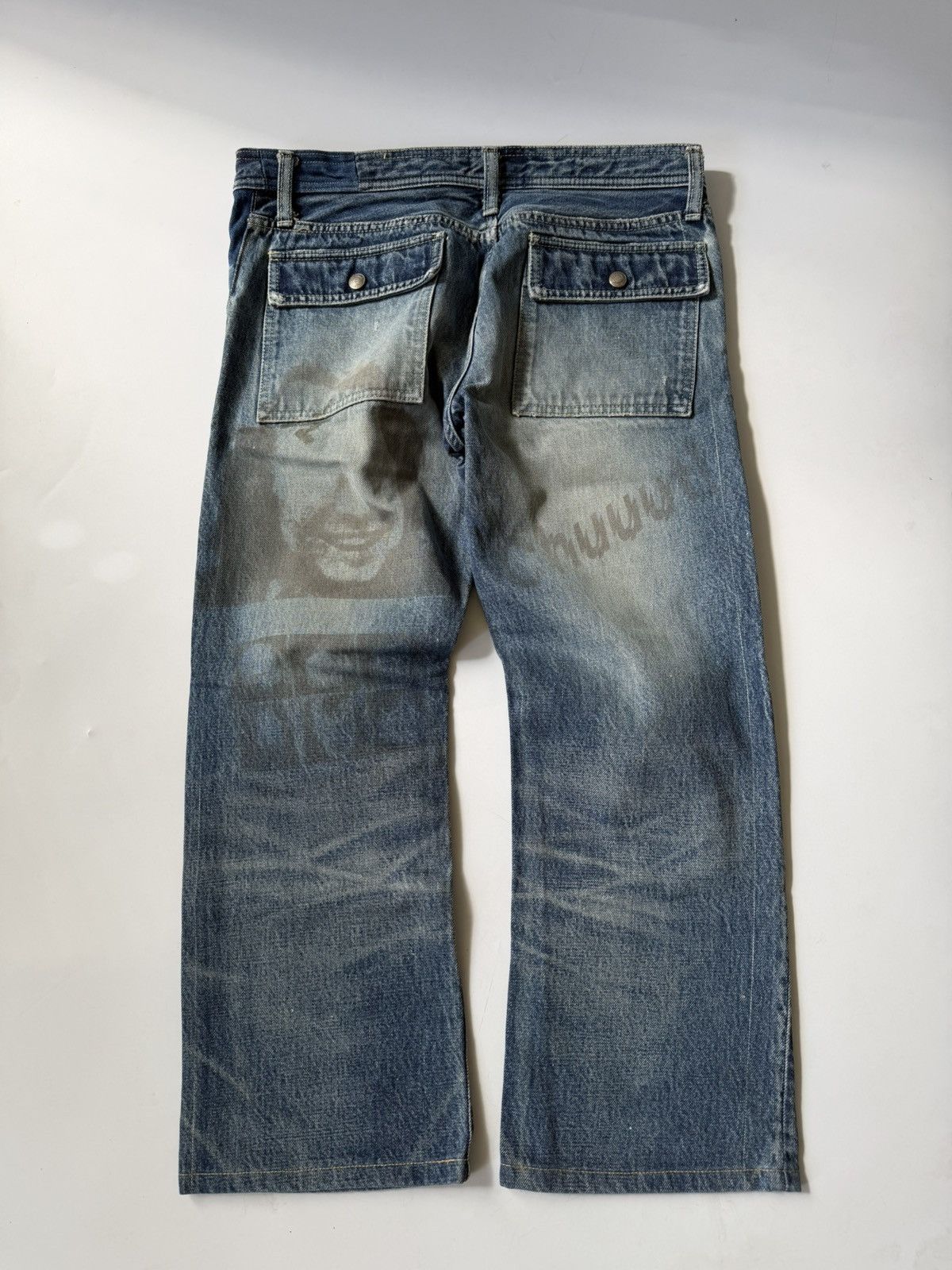 Undercover Undercover SS2006 T Chuuut Painted Denim Cargo Pants Size US 33 - 2 Thumbnail