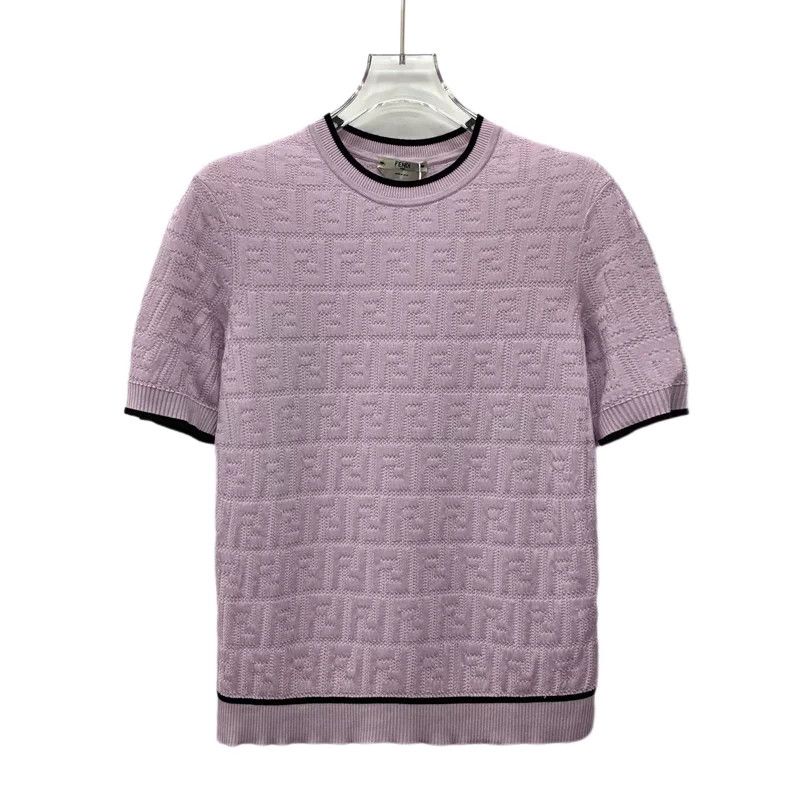 Fendi Fendi Logo Jacquard Round Neck Short Sleeve Knit Top Size US S / EU 44-46 / 1 - 1 Thumbnail
