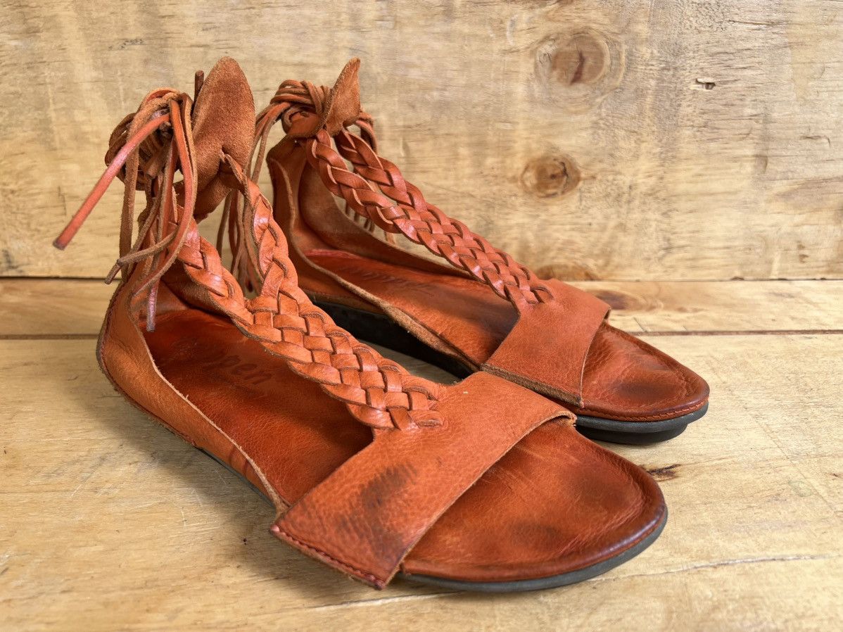 Trippen Trippen Womens Curls Orange Leather Sandals Size US 8 / IT 38 - 3 Thumbnail