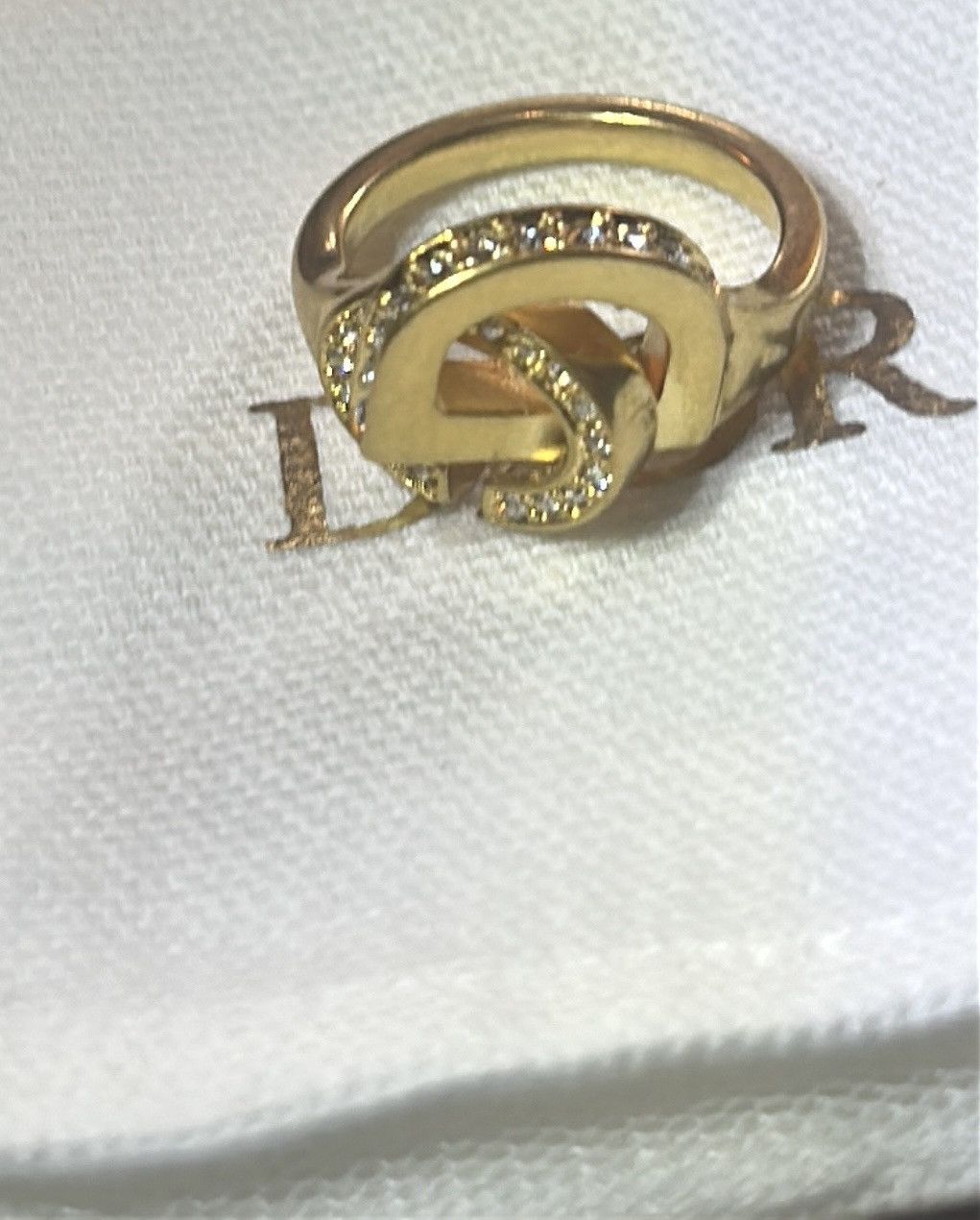 Dior Dior CD LOCK RING Gold-Finish Metal and Silver-Tone Crystal Size ONE SIZE - 8 Thumbnail