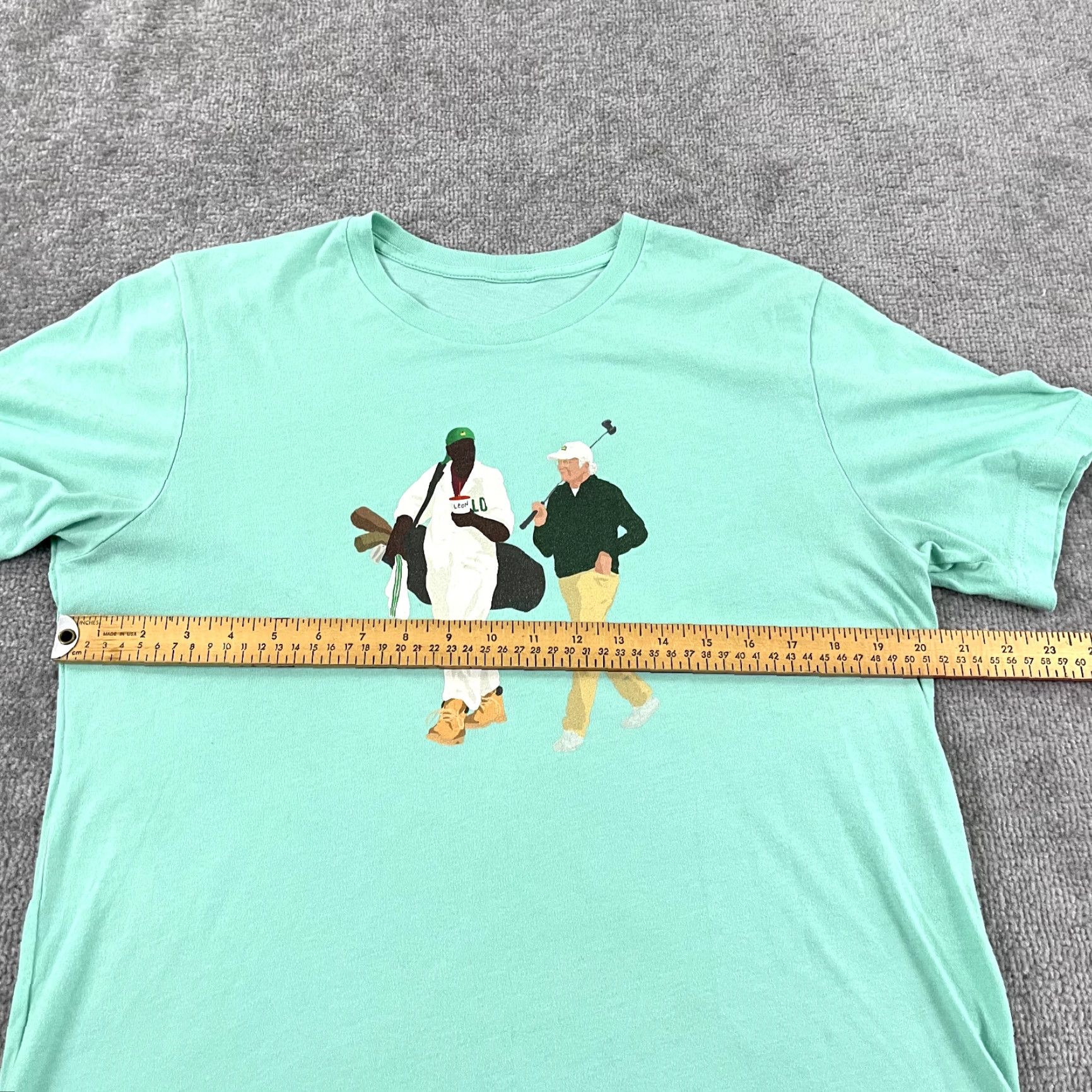 Vintage Mens Golf Shirt M Mint Green Masters Augusta Hats LEON Caddie Graphic Tee Shirt Green Mens Mid | 2010-2019 | Cotton Blend | Regular Fit Size US M / EU 48-50 / 2 - 4 Thumbnail