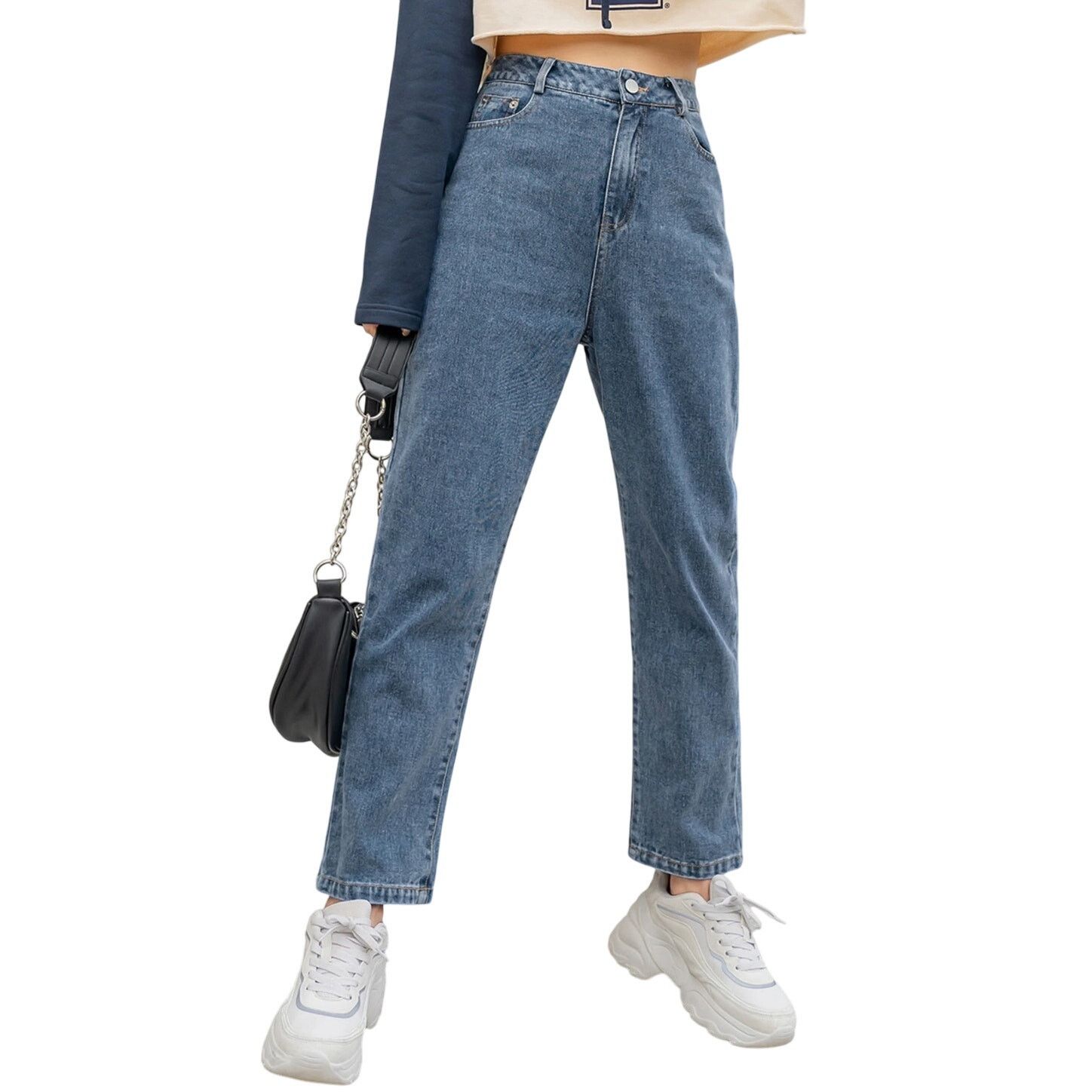 Shein Women's Straight Leg Jeans in Blue, Size L(4) Size 27" / US 4 / IT 40 - 1 Thumbnail