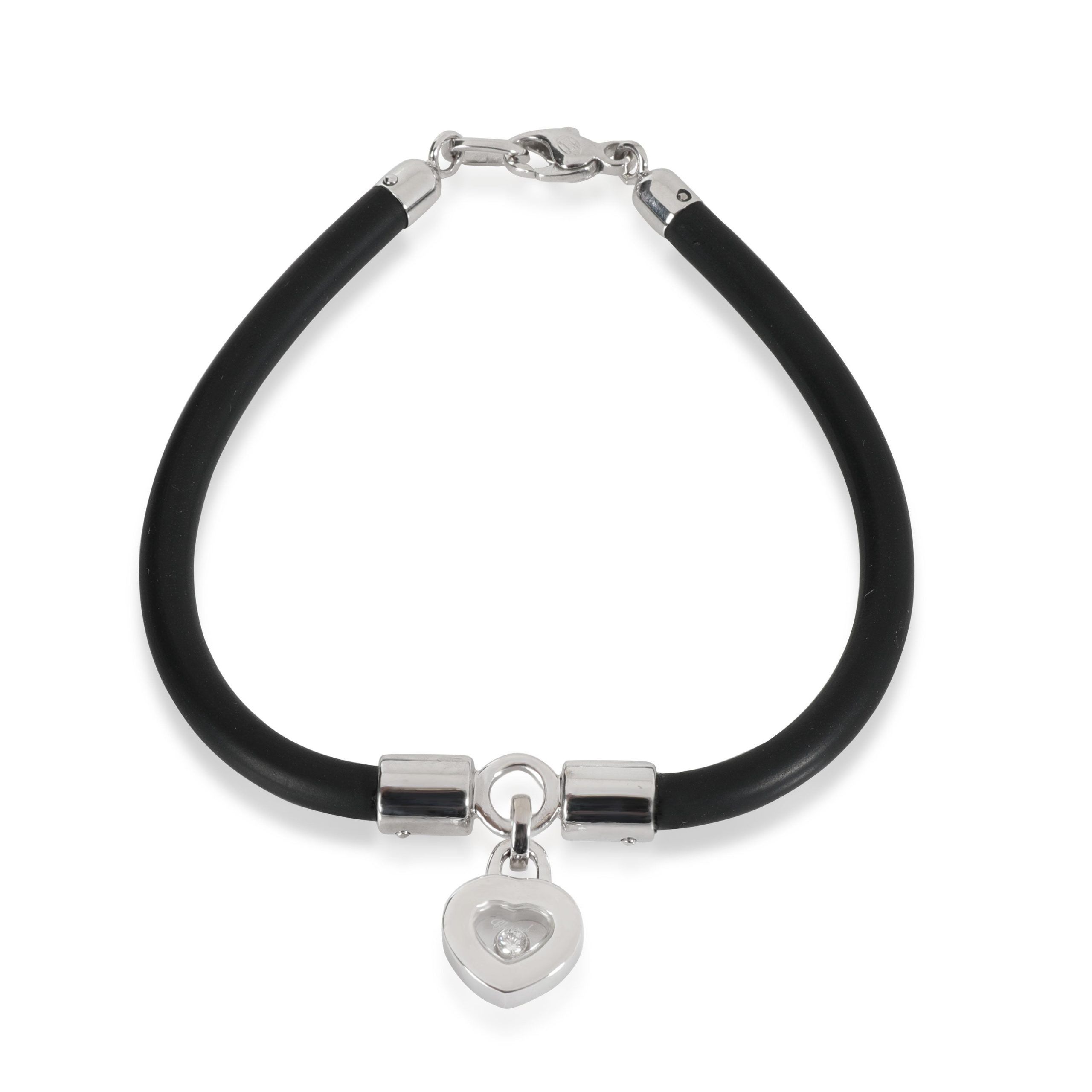 image of Chopard Happy Hearts Diamond Bracelet In 18K White Gold 0.05 Ctw, Women's