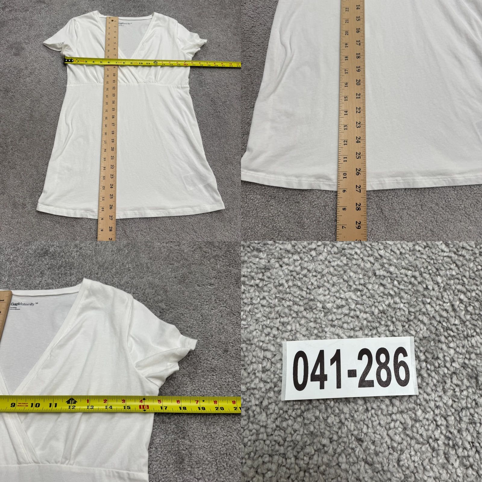Gap Gap Maternity Tunic Top Womens Medium White Cotton Stretch V-Neck Short Sleeve Casual Shirt Size M / US 6-8 / IT 42-44 - 8 Thumbnail