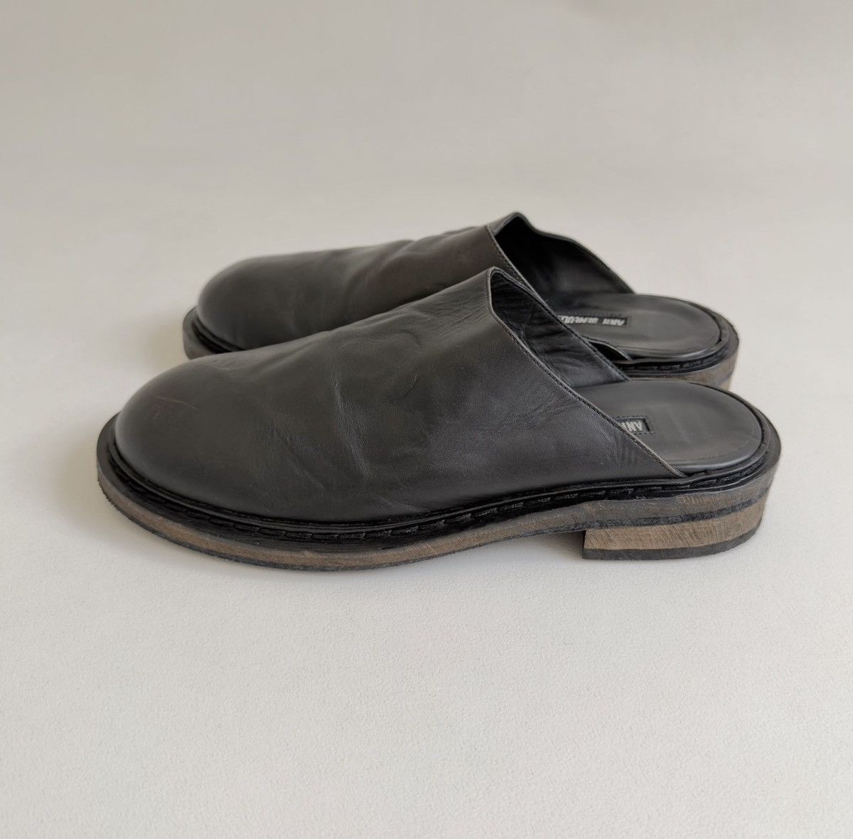 Ann Demeulemeester Early 2010s Black ‘Distressed Leather’ Mules Size US 8 / IT 38 - 2 Thumbnail